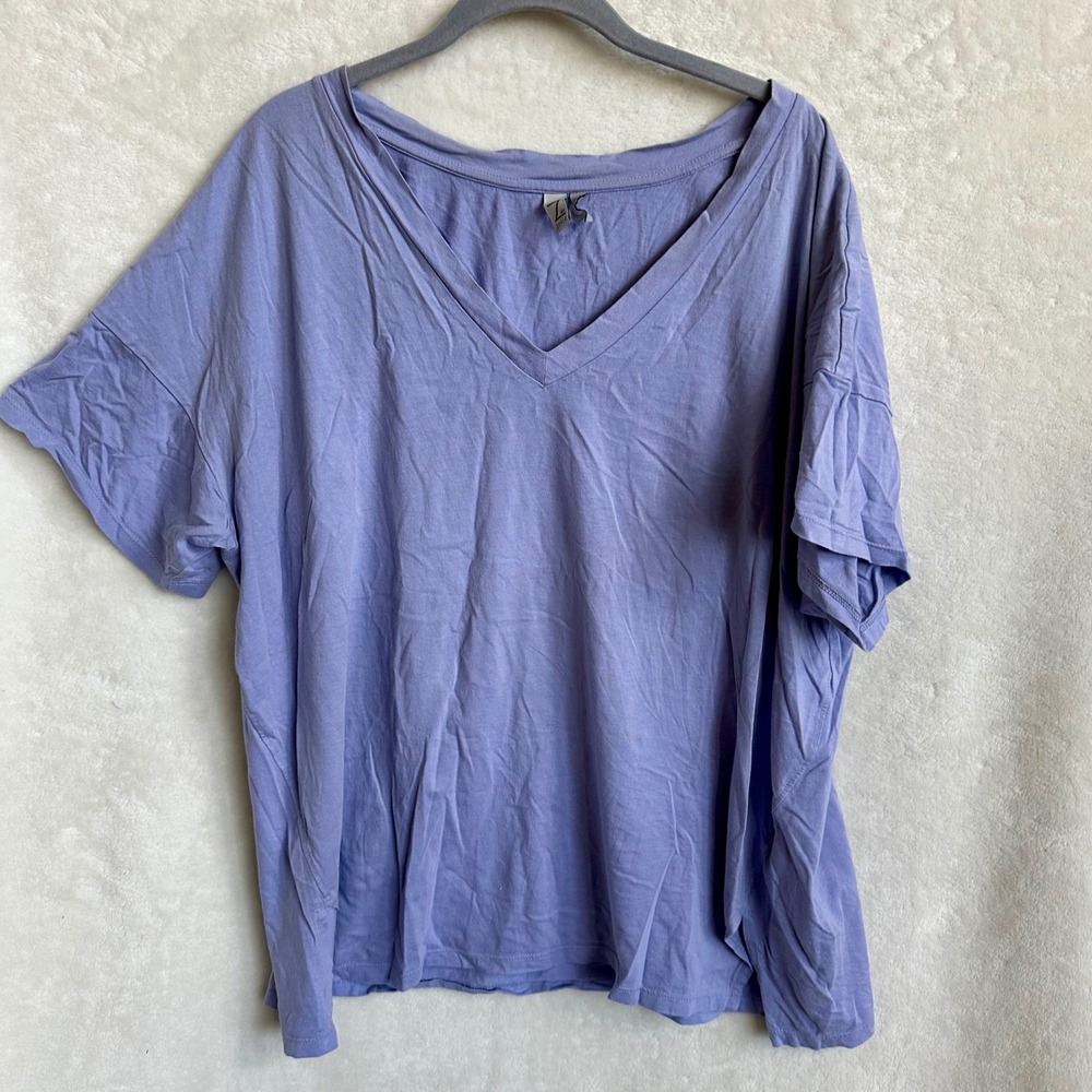 Z By Zella Periwinkle Blue‎ V-Neck Oversized Relaxed Tee Cotton Viscose XXL
